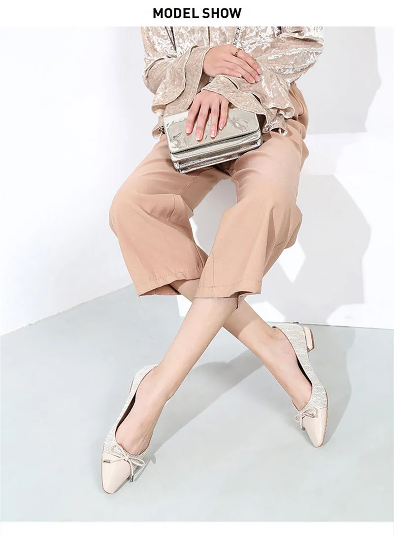 Plus Size 35-41 Women Pumps Shoes Korean Bow Mixed Color Single Office Lady Work Shoes Slip On 2CM Low-Heeled Pumps Women Shoes (6)