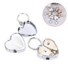 1PCS Portable Metal Heart Shape Pill Box Folding Pill Case Metal Pill Cutter Medicine Organizer Makeup Storage Container