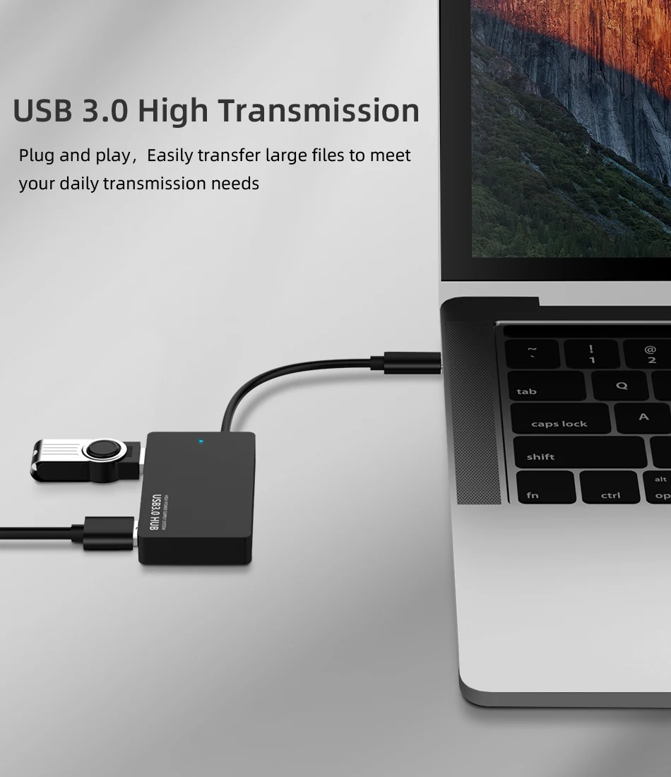 4 порта usb type C концентратор Высокоскоростной USB 3,0 Разветвитель usb C до 4 USB3.0 конвертер Кабель-адаптер для MacBook ноутбук планшетный компьютер
