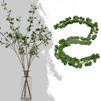 

Home Decor Artificial Leaf Garland Plants Vine Fake Hanging Flowers Creeper Green Wreath Bathroom Decoration Garden