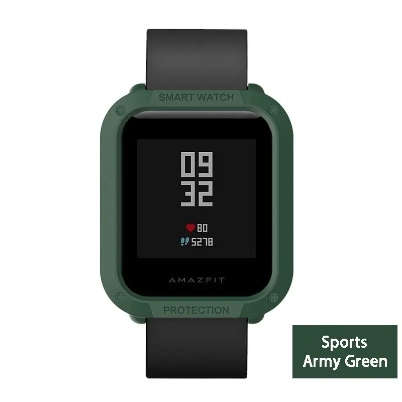 Многоцветный PC покрытие протектор для часов для Huami Amazfit Bip Молодежные часы чехол смарт-спорт крышка Замена аксессуары - Цвет: Army Green