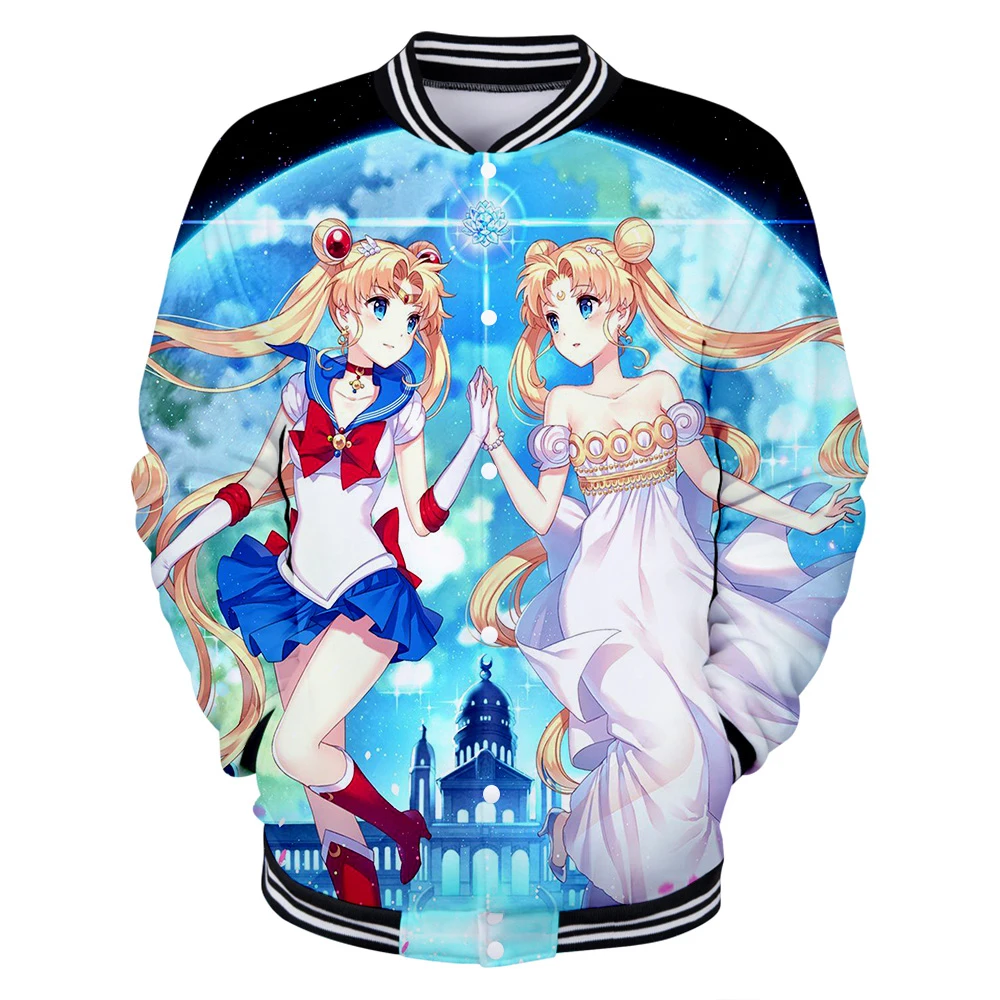 Новый аниме Kawaii 3D в морском стиле толстовка с Луной печать Harajuku Колледж Бейсбол