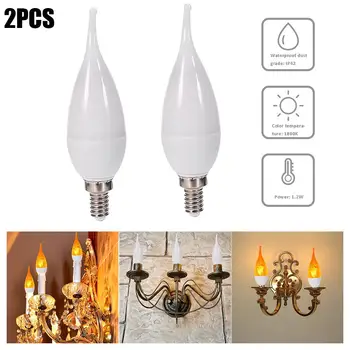 

AUGKUN 2pcs E14 LED Flame Fire Effect Simulated Nature Light Bulb Decor Atmosphere Lamp Candle Light Bulb LED Lamp Beads