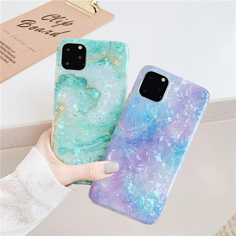 Glitter Marble Case for iPhone 7 8 6 6S Plus X XR XS Max Soft Silicone Cover For 11 Pro 2019 Starry sky Capa Funda |