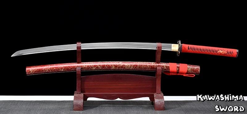 41Inches-Real Sword 1060 Высокоуглеродистая сталь полная острота Тан готовая к резке-японская катана-красный/золотой