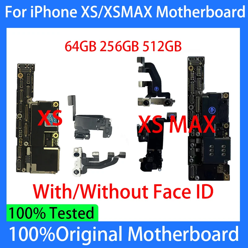 Original Free iCloud For iPhone XS Max Motherboard With/No Face ID Unlocked 64GB iphonexs max Full Chips Logic Board Support IOS | Мобильные