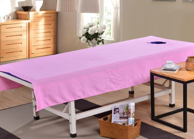 Yaapeet, 80 см* 190 см, простыни для салонов, спа-массаж, лечение, полиэфирное листовое покрытие для стола с отверстием для массажа, косметическая кровать - Цвет: pink