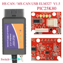 ELM327 V1.5 PIC18F25K80 HS/MS CAN ELM 327 V1.5 OBD2 USB сканер для Ford Forscan ELMconfig OBD 2 OBD2 Авто диагностический инструмент