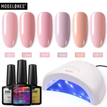 Modelones 9 шт./партия 48 Вт Светодиодная лампа для ногтей Гель-лак маникюрные наборы замочить от основания Топ грунтовка для ногтей Гелевые наборы полуперманентный лак набор