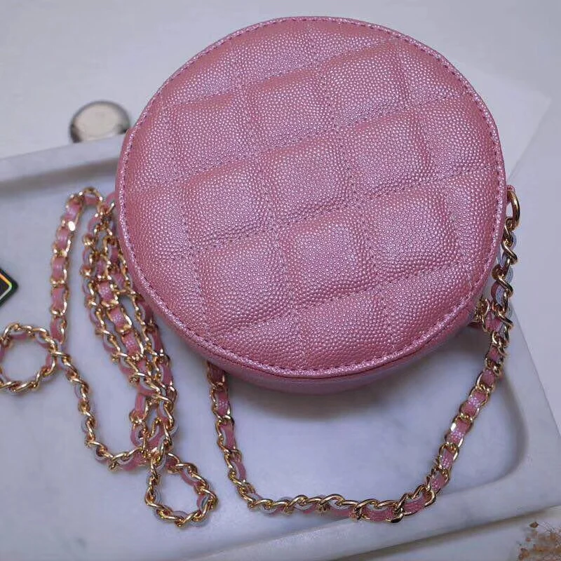 Pink Модная круглая сумка, Женская Мини круговая сумка, женские вечерние сумочки, женская сумка через плечо с цепочкой, женская брендовая сумка - Цвет: Pink