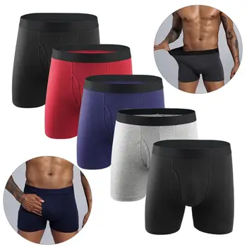 

5Pcs Boxers Men Short/Long Underwear Men Breathable Elastic Mid Rise Boxers Shorts Boxershorts Men Boxers Underwear Mens Boxers