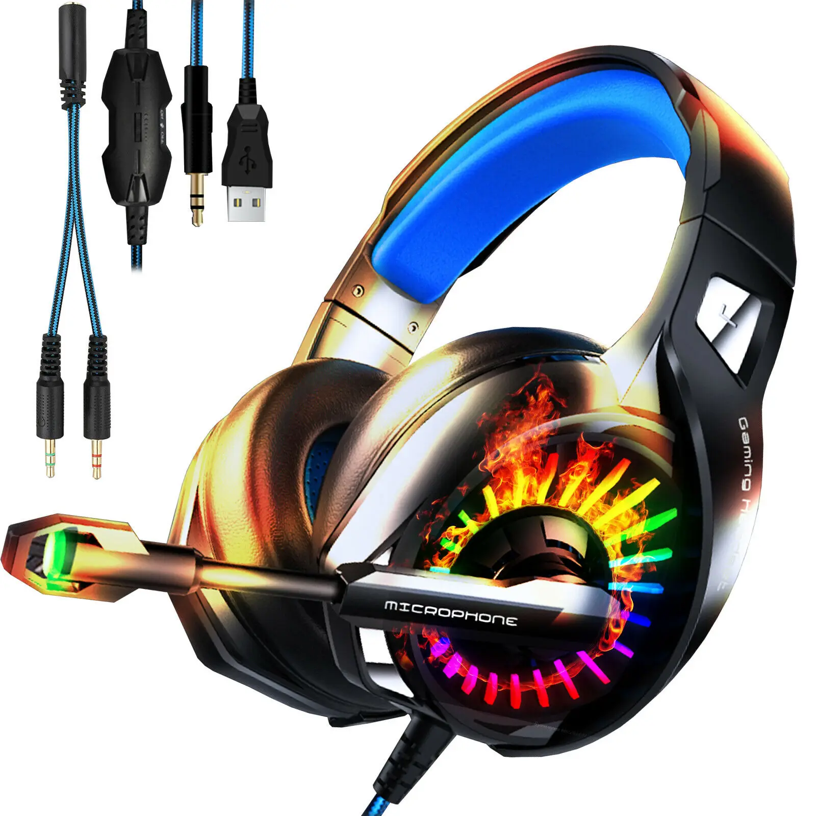 Ottwn A20 Game Headphone For PS4 Xbox One Google Stadia PC Stereo 3 5mm Wired Gaming Headset e sports Headphone