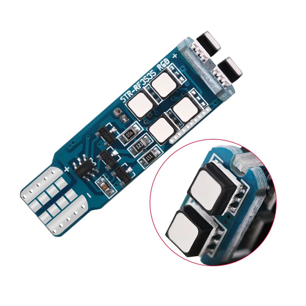 1 пара, автомобильный светильник RGB, прочный, T10, супер яркий, 3535, 10 SMD, с контроллером, резервные лампы, номерной знак для мотоцикла, автомобиля