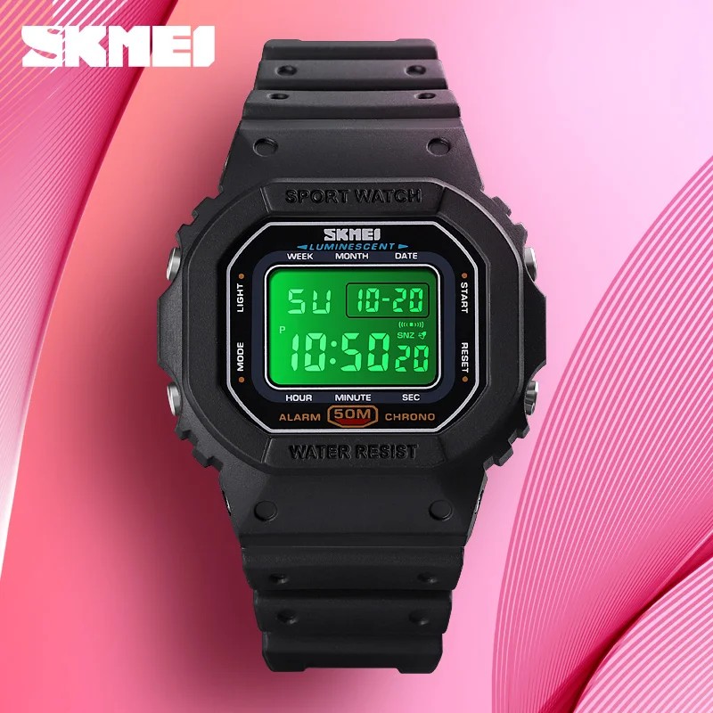 SKMEI 1608 светодиодный светильник Для мужчин цифровые часы с секундомером