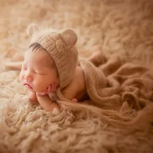 Мохеровый стрейч обертывание новорожденных реквизит для фотографий, стрейч-обертка с подходящей шапкой медведя, галстук-бабочка с мягким одеялом реквизит для фотосъемки