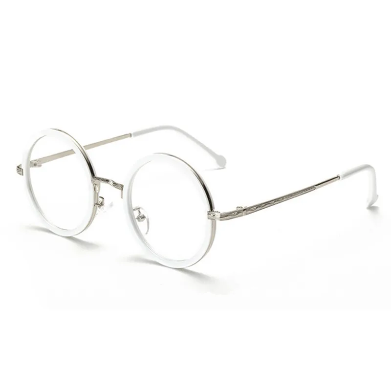 Ретро круглые очки, оправа для женщин и мужчин, прозрачные линзы, близорукость, оправы для очков, прозрачные оптические очки по рецепту - Цвет оправы: Белый