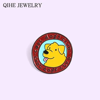 

Dogs Club Union Enamel Pins Round Golden Retrievers Animal Custom Brooch For Women Men Pet Lover Bag Clothes Badge Pin Wholesale