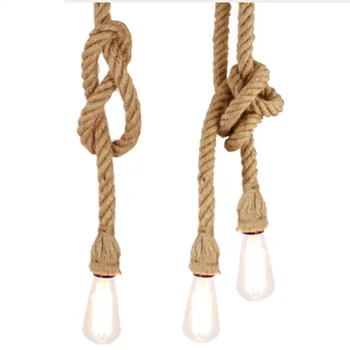 

Hemp Rope Pendant Lights Vintage Retro Loft Industrial Hanging Lamp for Living Room Kitchen Home Light Fixtures Decor Luminaire