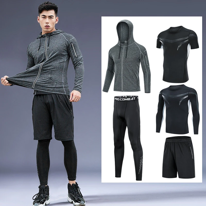 Chándal de marca para hombre, ropa deportiva para Kits de compresión, medias Rashguard, conjunto deportivo de 5 piezas, traje de para gimnasio|Conjuntos para - AliExpress