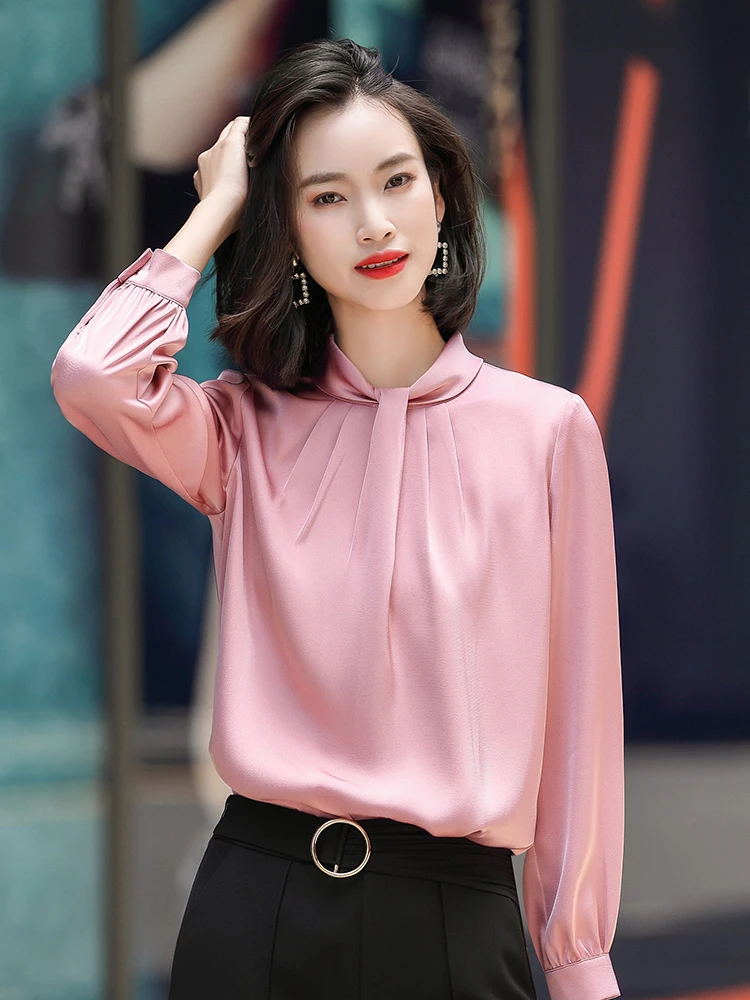 Женская Офисная форма стильные блузки рубашки высокое качество ткань Осень-зима