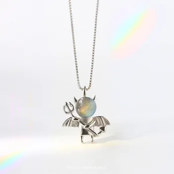 

Moonstone Little Devil Necklace Sweet Korean-style Fashion Sense of Design Fresh Trend MORI Series Students GIRL'S Choker