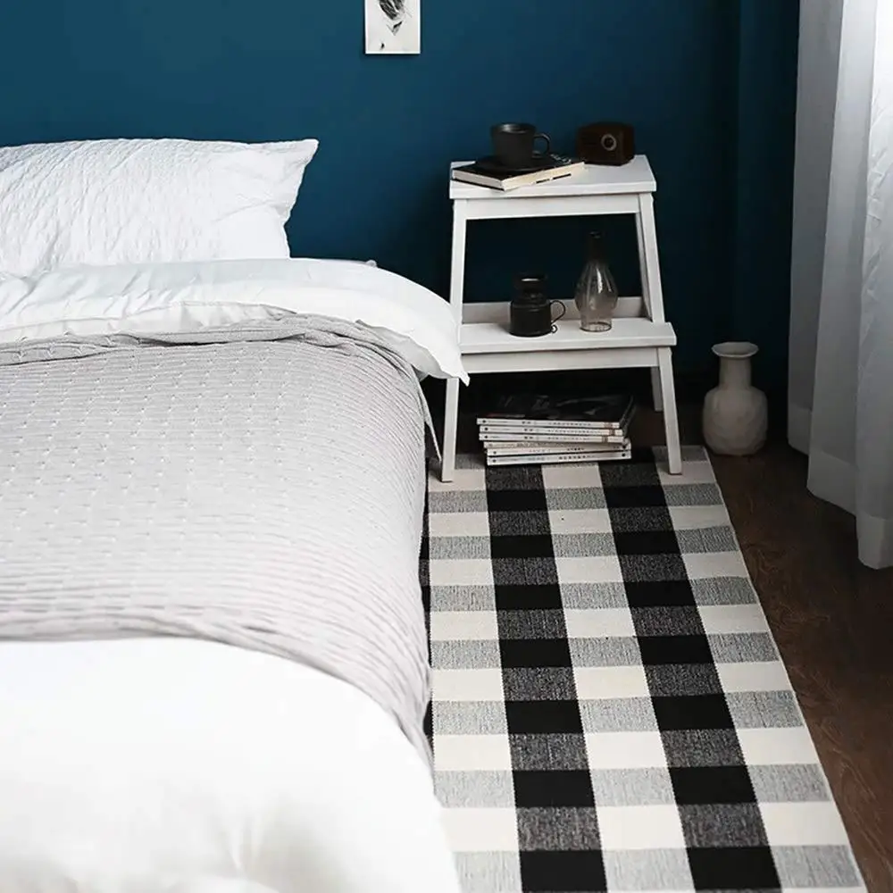 Cena Dywan wycieraczka do butów dywany na zewnątrz na duża w kratę przednia ganek warstwowe wycieraczki w kratkę flanelowa bawełna wejście sposób maty warstwowe