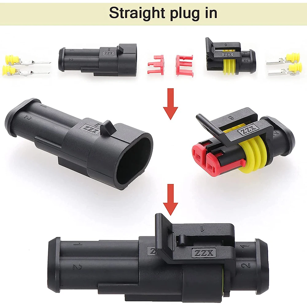 Waterproof Electrical Wire Connectors - 26 Sets, 2/3/4 Pin, 352/708pcs Terminal Connectors, 12A Description Image.This Product Can Be Found With The Tag Names 2 pin 12 electric connectors, Electrical connectors 2 pins, Waterproof connector terminal, Waterproof wire connector 4pin