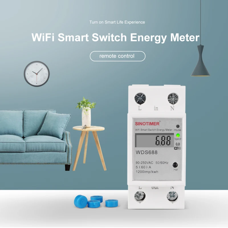 Однофазный измеритель мощности 90-250 В Wi-Fi умный энергии квтметр ватттметр пульт