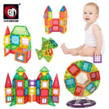 

22-130PCS Transparent Magnetic Tiles Building Mini Magnetic Blocks Solid 3D Magnetic Block Building Toys for Children Girls