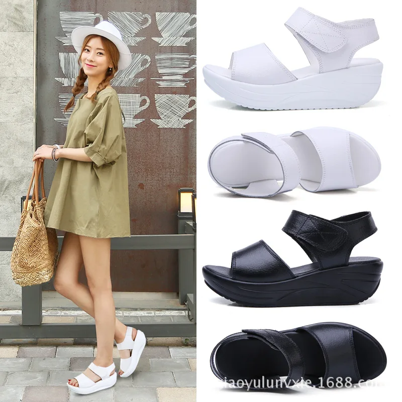 

Small Language Deer Cz-9018 Summer WOMEN'S Shoes New Style Casual WOMEN'S Sandals Velcro Platform Heel Thick Bottomed STUDENT'S