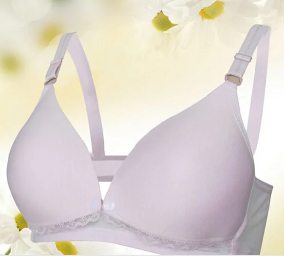 Pregnant Women Soild Color Underwear During Pregnancy Thin Breastfeeding Underwear Nursing Bra No Rims Front Button Nursing Bra - Цвет: pink