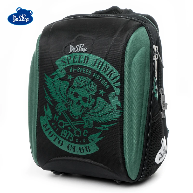 Delune Brand 3D Orthopedic School Bags for Girls Grade 1-5 Children Boys Four-wheel Drive Cars Print Backpacks Mochila Infantil