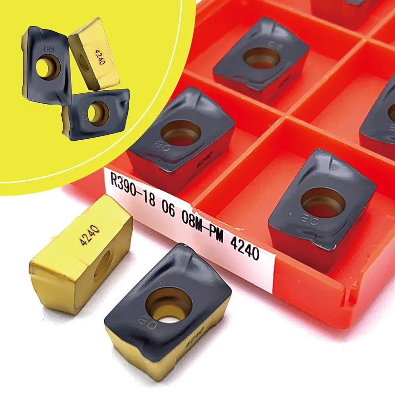 10 шт./лот cnc карбидные фрезерные Вставки R390-180608M-PM / R390-180612M-PM 4240 режущие инструменты