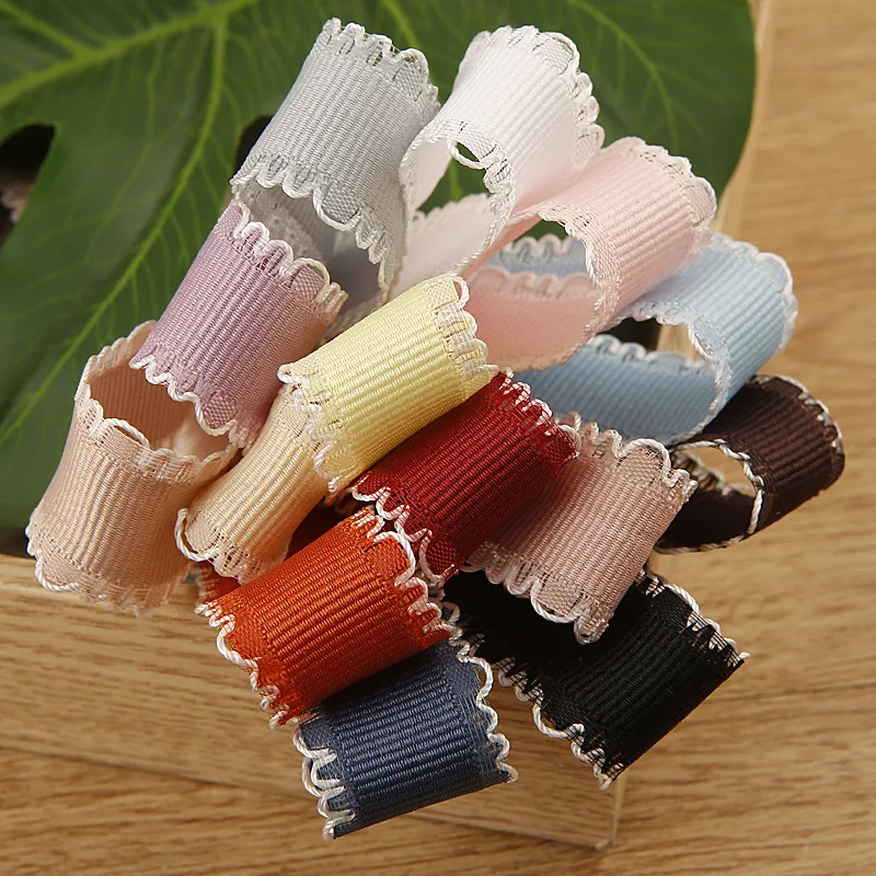Ear Lace Grosgrain Ribbon For DIY Craft Headwear Accessories Card Gifts Decor Wrapping Clothing Sewing Trims Materials 5yards