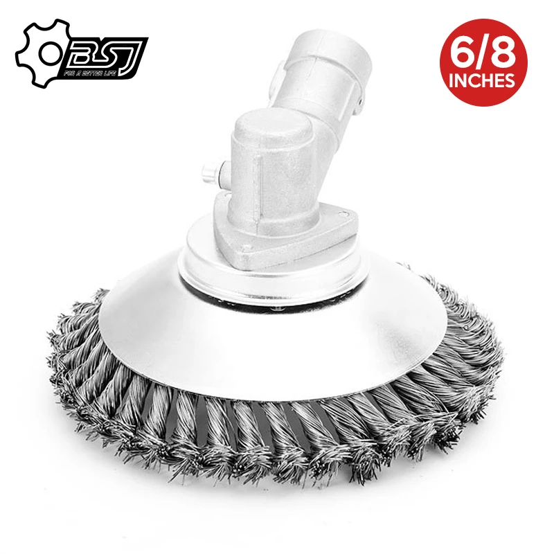 

6/8 inch Steel Trimmer Head Garden Weed Steel Wire Brush Break-proof Rounded Edge Weed Trimmer Head for Power Lawn Mower Grass