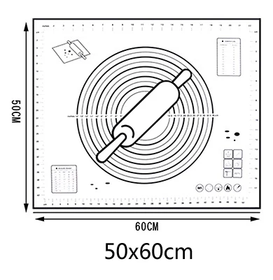 Многоразовый силиконовый коврик для выпечки Эко-коврик для раскатки теста большой антипригарный коврик для духовки Кондитерские аксессуары инструменты новые - Цвет: 50x60cm Black