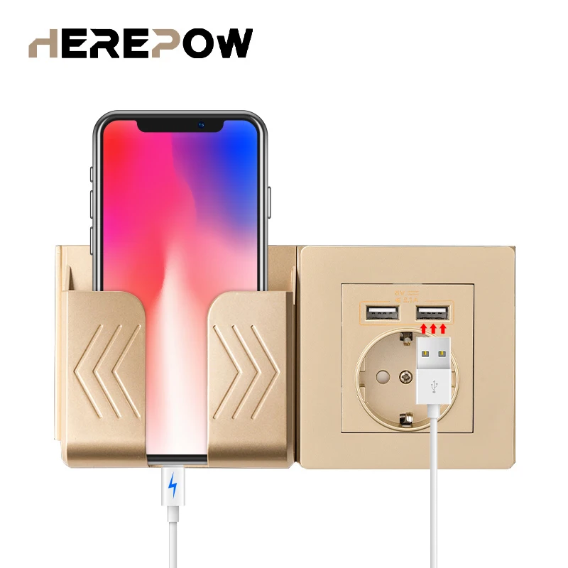 Herepow розетка с USB разъём розетки электрические настенная заземлением 16A стандарт