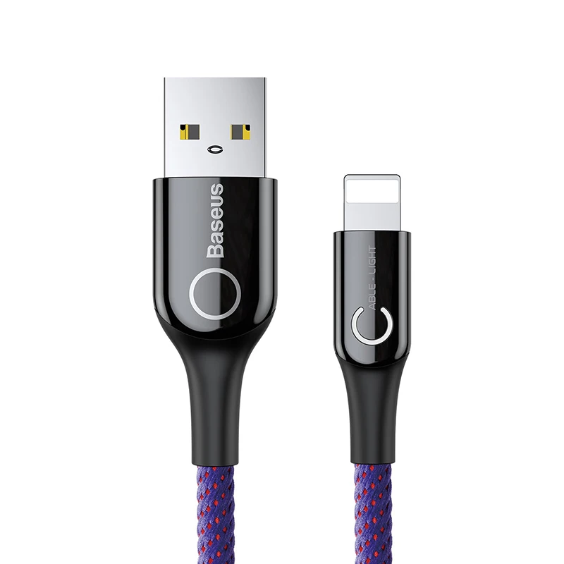 Светодиодный usb-кабель для зарядки и передачи данных для iPhone xs max xr 8 7 6s plus 5 11 ipad pro Кабель для быстрой зарядки для apple lightning Кабель 1 м - Цвет: Фиолетовый