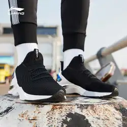 Li-Ning/мужские низкие прогулочные туфли DABOOM li-ning подушки в форме облака однотонные Тканные дышащие Спортивные кроссовки с подкладкой AGLP005 SJFM19