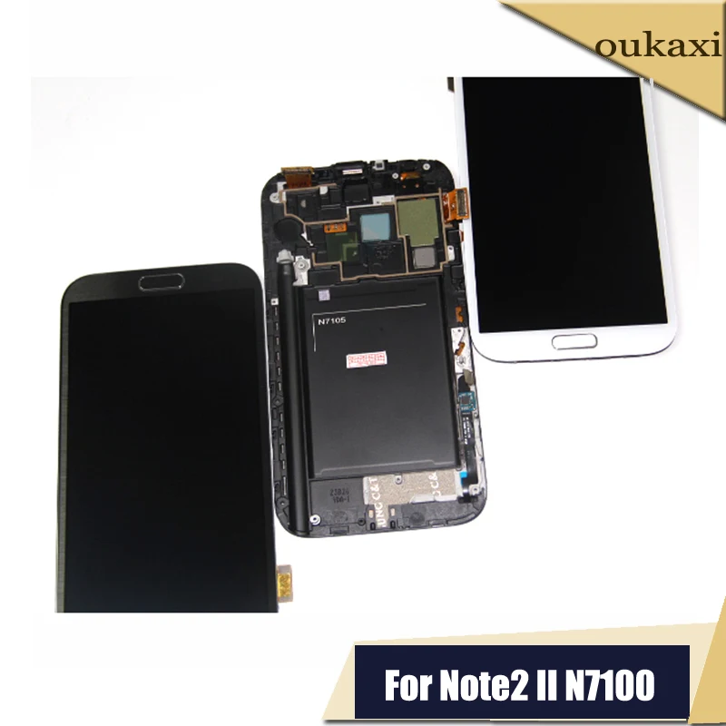 Класс AAA для samsung Galaxy Note2 Note 2 N7105 N7100 lcd S Super AMOLED ЖК-дисплей с рамкой дигитайзер в сборе