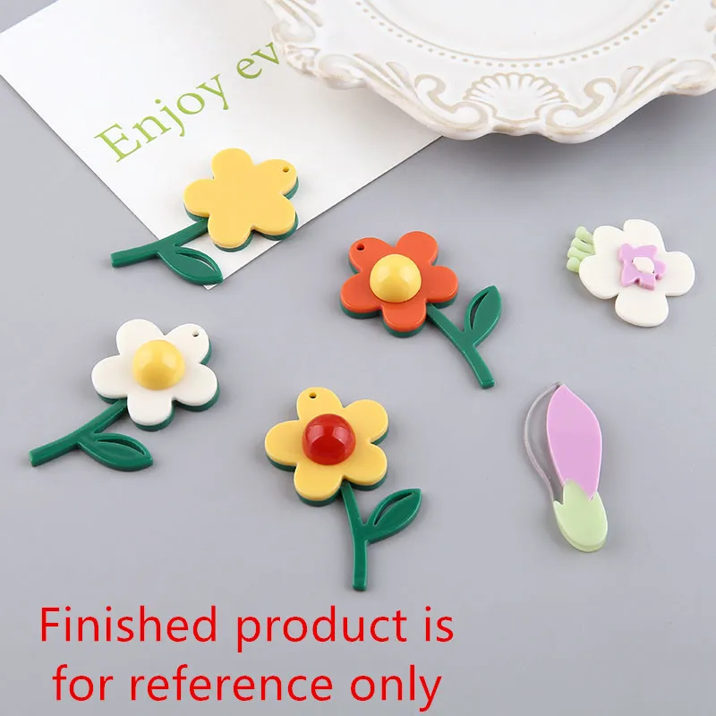 

New style 30pcs/lot color print cartoon flowers shape acrylic beads diy jewelry earring/garment accessory