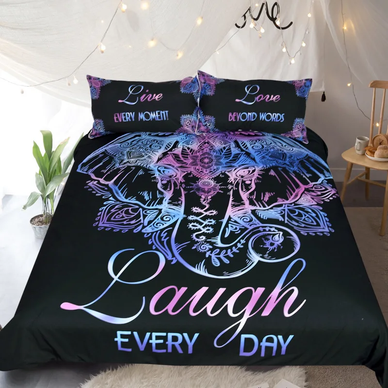 

BEST.WENSD Quality Bedding Indian elephant duvet set bohemians comforter beding sets eyery day boho Quilt cover with pillowcase