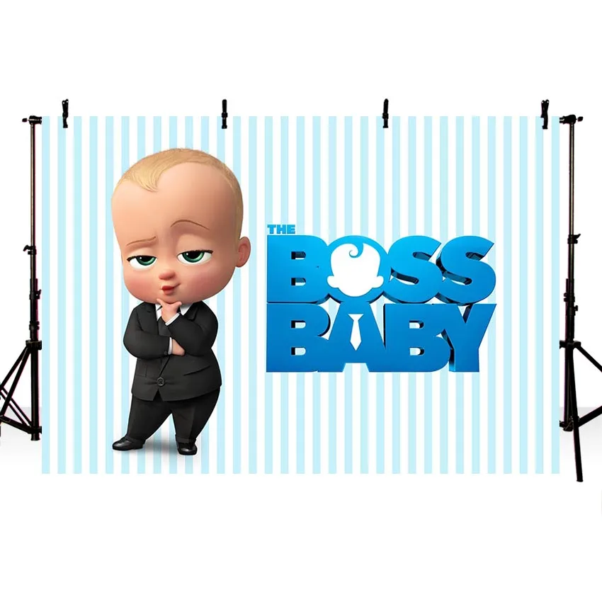 

Blue Wall Photobooth Home Decorations Boss Baby Photo Backdrops Children Birthday Photography Backdround for Photo Studio 7x5ft