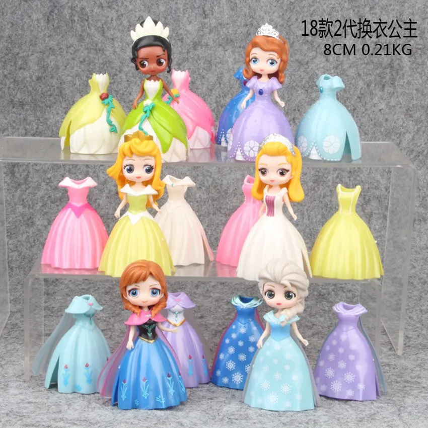 disney принцессы PVC Моделя с хорошим спросом игрушки 18 шт./компл. Аврора, Эльза, Анна, Белоснежка София, двигающиеся фигурки, коллекция игрушек для Детский подарок - Цвет: Style 2