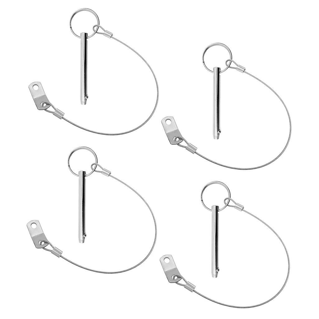 4x Boat Bimini Top 316 Stainless Steel Quick Release Pin w/ 240mm Lanyard