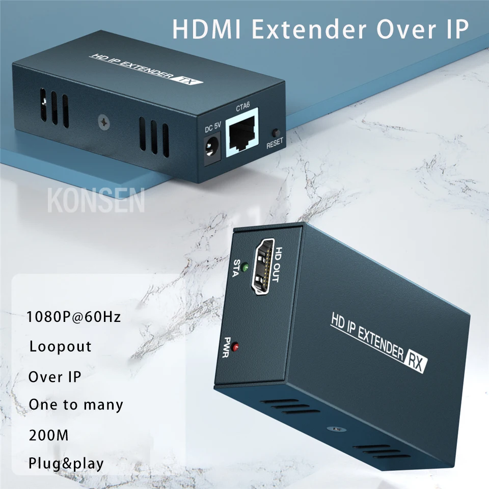 Novo extensor hdmi acima da rede, 200m,