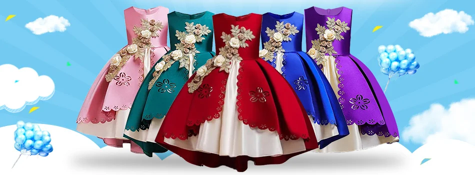 Платье принцессы с вышитыми цветами для маленьких девочек; кружевное платье-пачка для свадебной вечеринки; Детские платья для маленьких девочек; одежда для детей