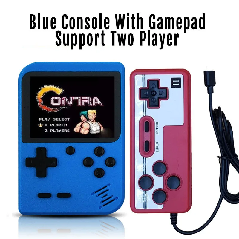 Blue Add Gamepad Новая видеоигровая консоль, встроенные 400 ретро классические игры, 3,0 дюймовый экран, Мини Портативная консоль, карманный портативный игровой плеер - Color: Blue Add Gamepad