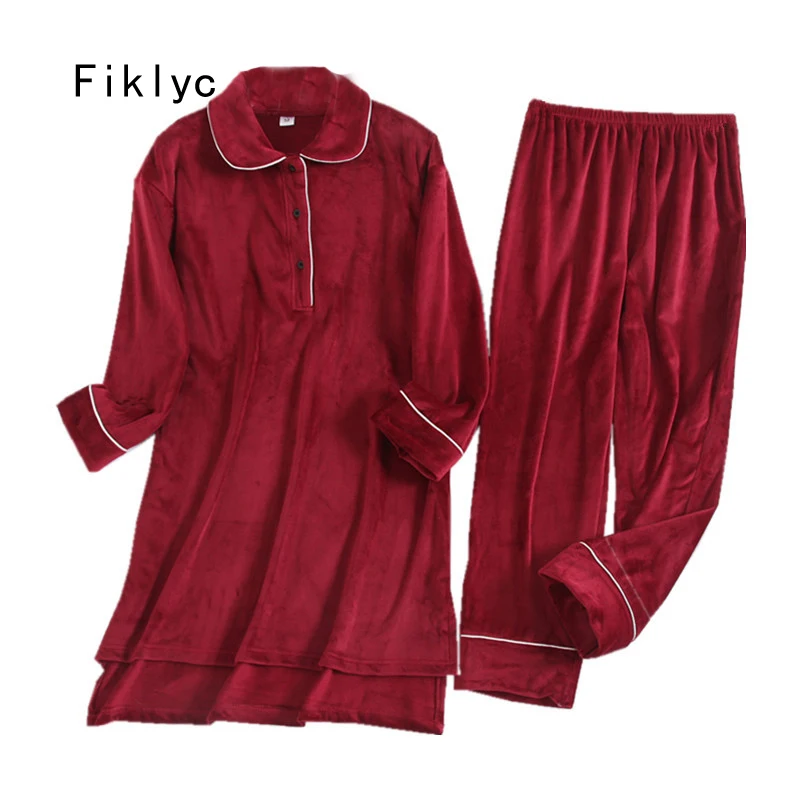 

Fiklyc underwear coral velvet women's winter warm style pajamas for women bielizna nocna roupas feminina huispak vrouwen pijamas