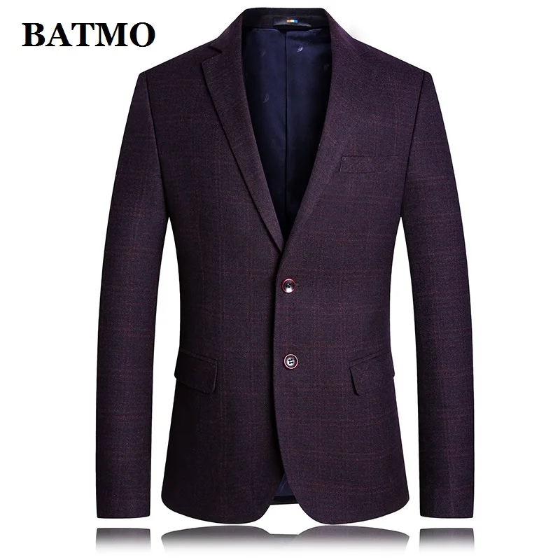 BATMO new arrival autumn high quality plaid casual slim blazer men,male suits,men's jackets,plus-size M-4XL 1910